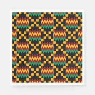 Schwarzer, grüner, roter und gelber Kente Stoff Serviette