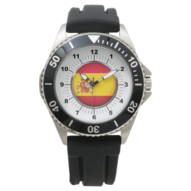Schwarzer Gummi-Strap-Beobachtung auf der spanisch Armbanduhr (Vorderseite)