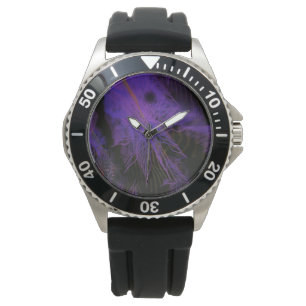 Schwarzer Gummischwanz mit Lila Gesichtshälfte Armbanduhr