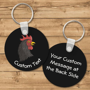 Schwarzer Hahn-Kopfanhänger Schlüsselanhänger