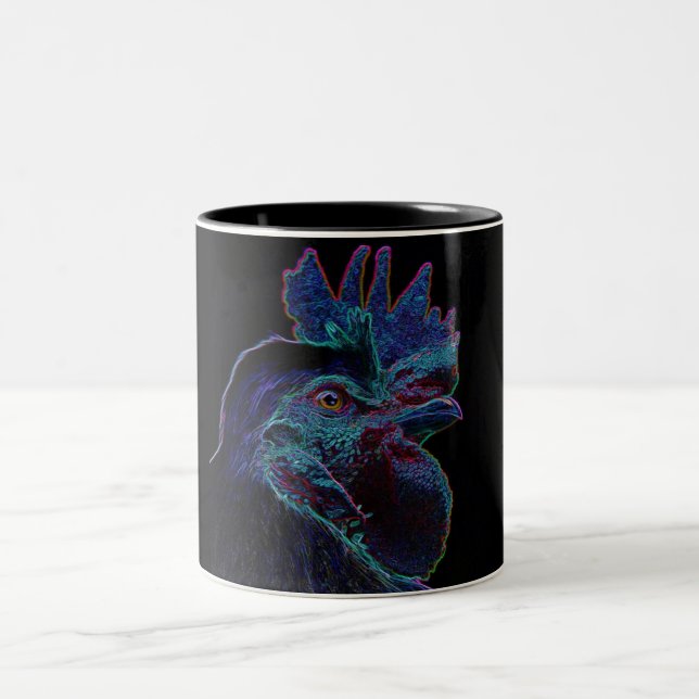 Schwarzer Hahn Zweifarbige Tasse (Mittel)