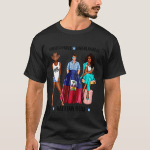 Schwarzer haitianischer Chef mit Afro starke Frau T-Shirt