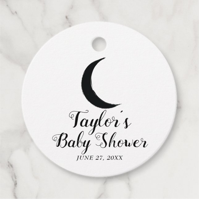 Schwarzer Halbmond Astrologie Zodiac Baby Dusche Geschenkanhänger (Vorderseite)