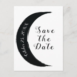 Schwarzer Halbmond Astrologie Zodiac Save the Date Ankündigungspostkarte