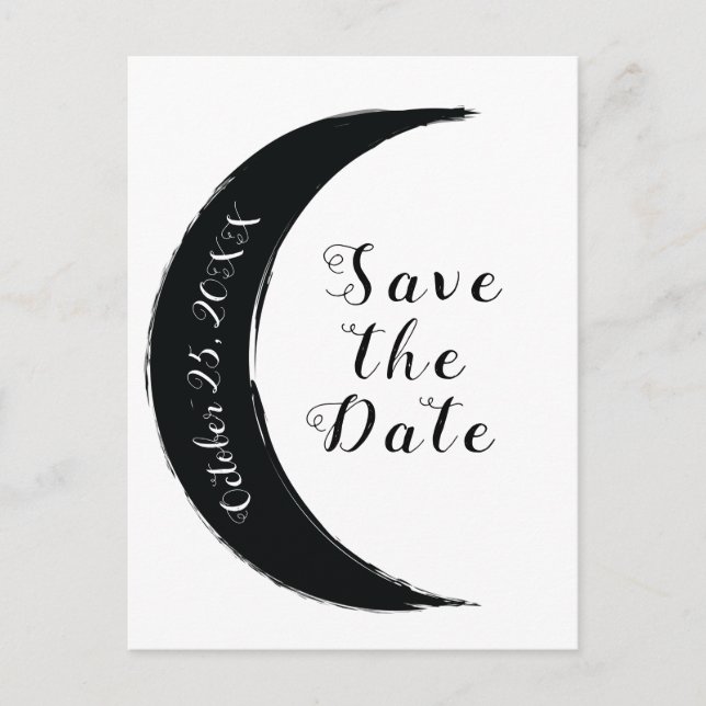Schwarzer Halbmond Astrologie Zodiac Save the Date Ankündigungspostkarte (Vorderseite)