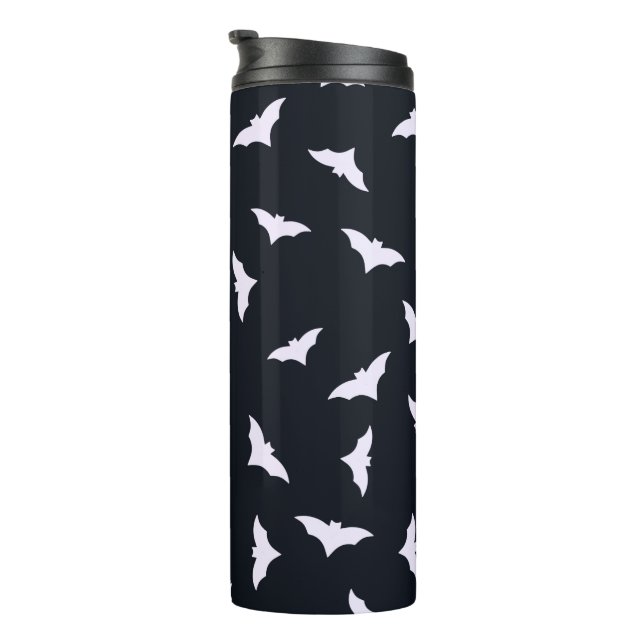 Schwarzer Halloween-Fledermaus Thermosbecher (Nach rechts gedreht)