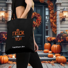 Schwarzer Halloween-Trick oder Drucktasche Tasche