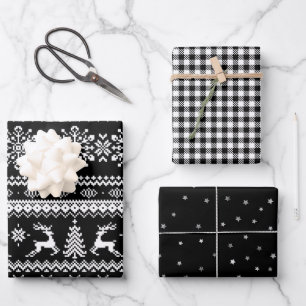 Schwarzer, hässlicher Weihnachtssüßer Büffel k Geschenkpapier Set
