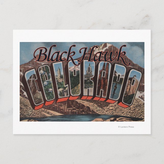 Schwarzer Hawk, Colorado - Große Buchstabenszenen Postkarte (Vorderseite)