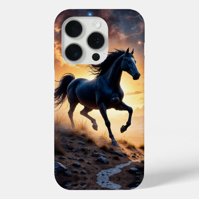 Schwarzer Hengst in der Wüste  Case-Mate iPhone Hülle (Rückseite)
