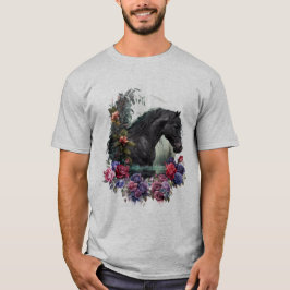 Schwarzer Hengst mit gotischen Blume Klassischer T T-Shirt
