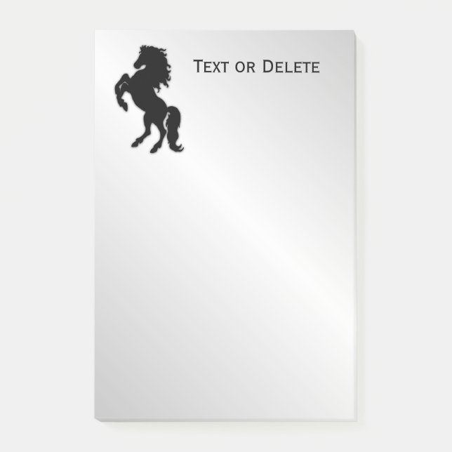 Schwarzer Hengst / Pferd auf Silber züchten Post-it Klebezettel (Vorderseite)