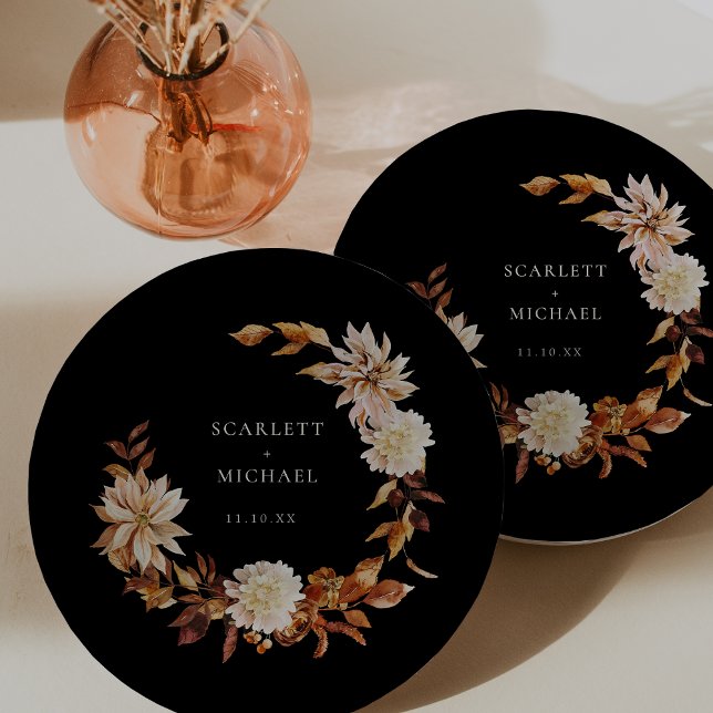 Schwarzer Herbst Hochzeit Pappteller (Black Autumn Wedding Paper Plates
)