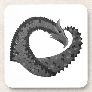 Schwarzer Herzdrache in Weiß Getränkeuntersetzer