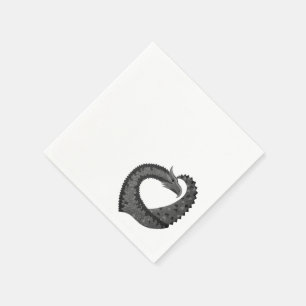 Schwarzer Herzdrache in Weiß Serviette