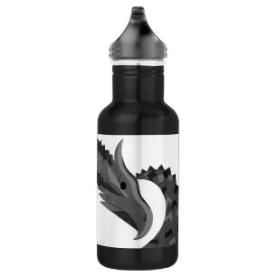 Schwarzer Herzdrache in Weiß Trinkflasche