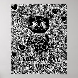 Schwarzer Hintergrund Abstrakte Katzenfarbe für Er Poster
