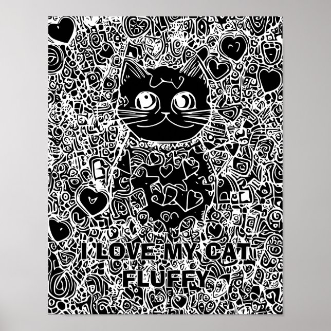 Schwarzer Hintergrund Abstrakte Katzenfarbe für Er Poster (Vorne)