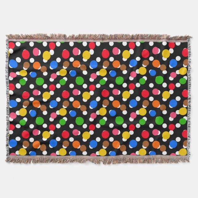 Schwarzer Hintergrund Bunte Punkte Decke (Vorderseite)