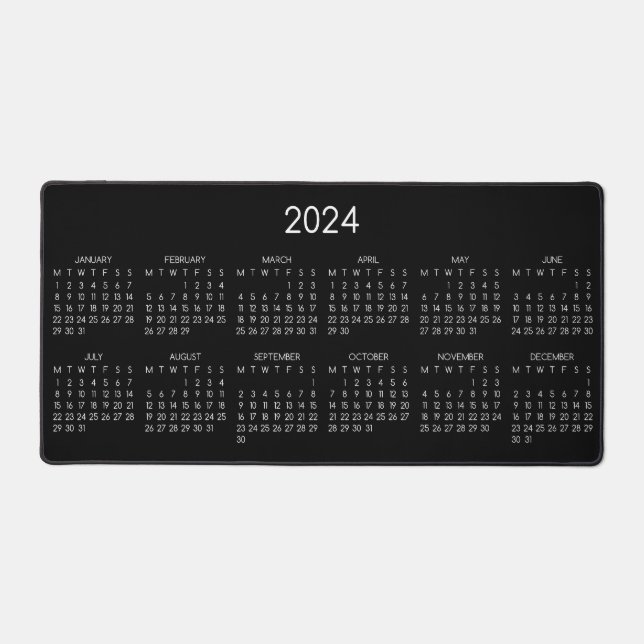 Schwarzer Hintergrund des Kalenders 2024 Schreibtischunterlage (Vorderseite)