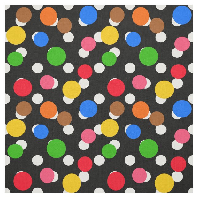 Schwarzer Hintergrund farbenfrohe Polka-Punkte-Des Stoff (Muster)