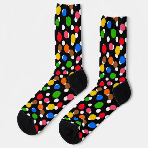 Schwarzer Hintergrund farbenfrohe Polka Punkte Socken