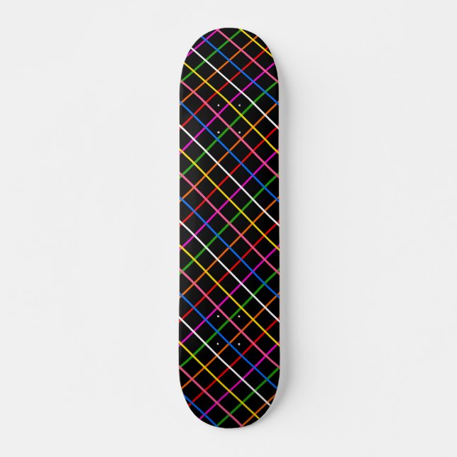 Schwarzer Hintergrund Farbvolles Windows-Kariertes Skateboard (Vorne)