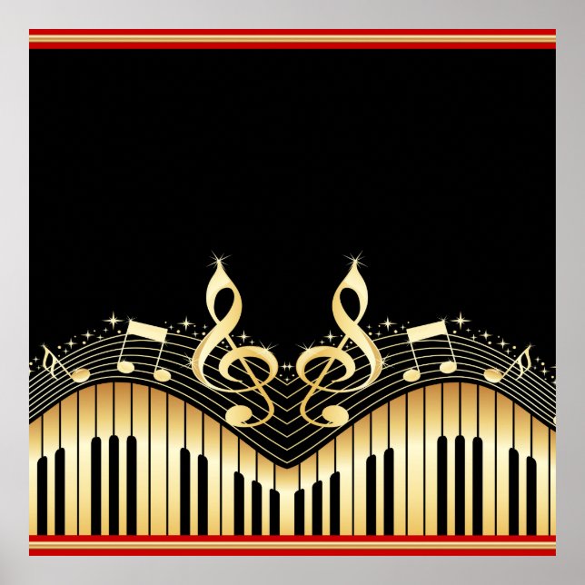 Schwarzer Hintergrund für Gold und schwarze Musikn Poster (Vorne)