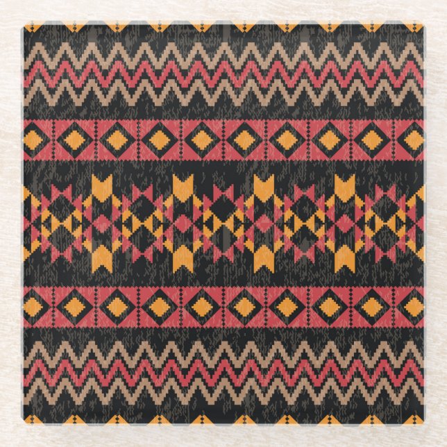 Schwarzer Hintergrund, geometrisches modernes Must Glasuntersetzer (Vorderseite)