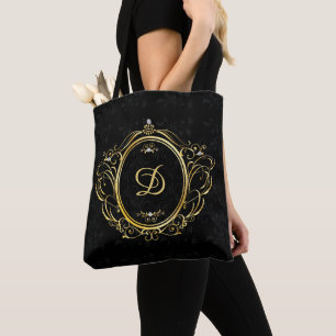 Schwarzer Hintergrund Gold Vintager Rahmen mit Mon Tasche