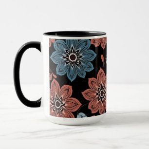 Schwarzer Hintergrund mit Blume Tasse