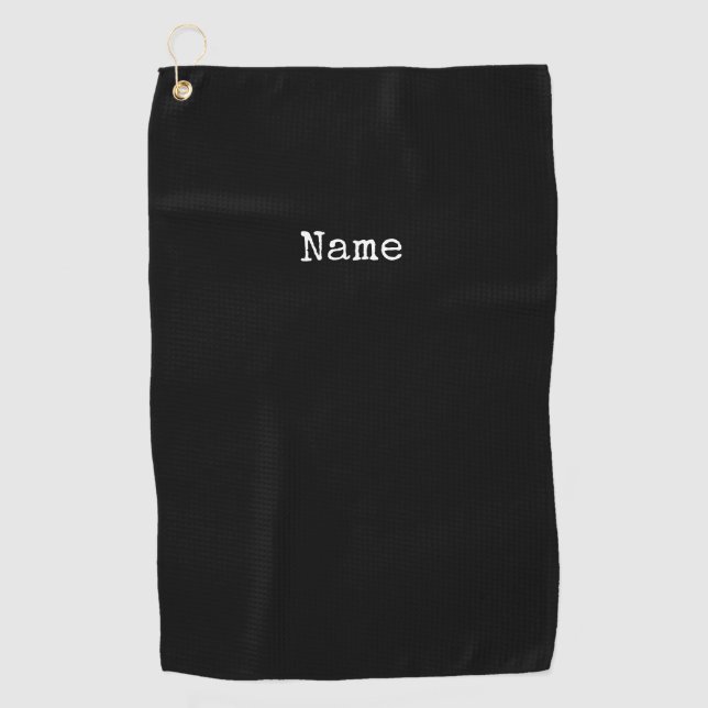Schwarzer Hintergrund mit personalisiertem Text Golfhandtuch (Vorderseite)