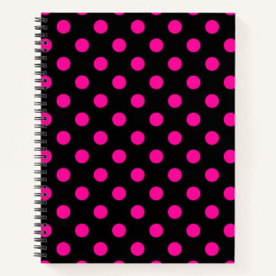 Schwarzer Hintergrund rosa Tupfen Notizbuch