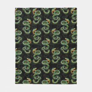 Schwarzer Hintergrund Schlange Muster Design Fleecedecke