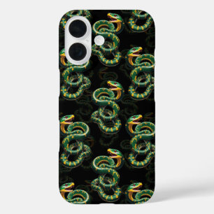 Schwarzer Hintergrund Schlange Muster Design iPhone 16 Hülle