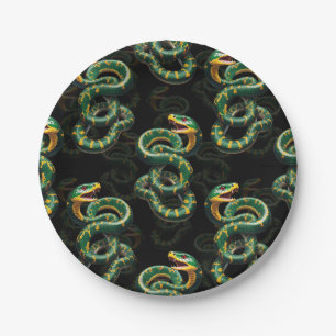Schwarzer Hintergrund Schlange Muster Design Pappteller