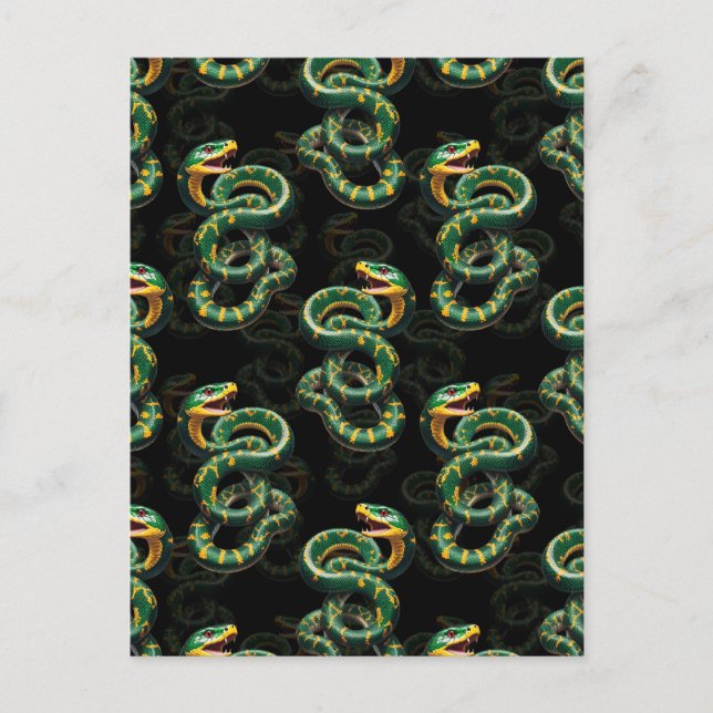 Schwarzer Hintergrund Schlange Muster Design Postkarte (Vorderseite)
