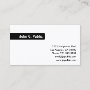 Schwarzer Hintergrund - Schlichte weiße Visitenkar Visitenkarte