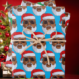 Schwarzer Hip Hop Santa Claus Afrikanischer Amerik Geschenkpapier Set