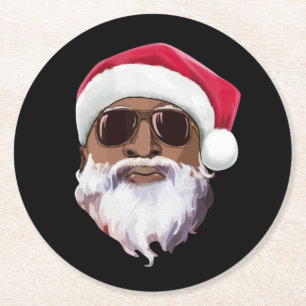 Schwarzer Hip Hop Santa Claus Neuheit Afrikanische Runder Pappuntersetzer