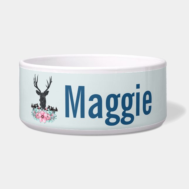 Schwarzer Hirschkopf mit rosa Blume und Berge Napf (Vorderseite)