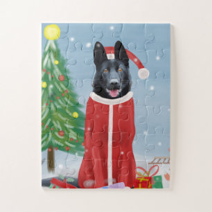 Schwarzer Hirte Hund in Schnee Weihnachtsgeschenke