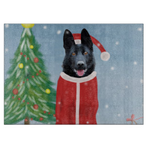 Schwarzer Hirte Hund in Schnee Weihnachtsgeschenke Schneidebrett