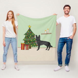 Schwarzer Hirte und Weihnachtsbaum Fleecedecke