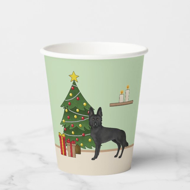 Schwarzer Hirte und Weihnachtsbaum Pappbecher (Vorderseite)