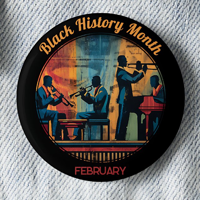 Schwarzer Historienmonat Jazzband Pinback Button (Von Creator hochgeladen)