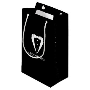 Schwarzer Hochzeits-Smokinganzug und Fliege für Tr Kleine Geschenktüte