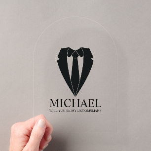 Schwarzer Hochzeitsanzug Personalisiertes Angebot Acryleinladungen