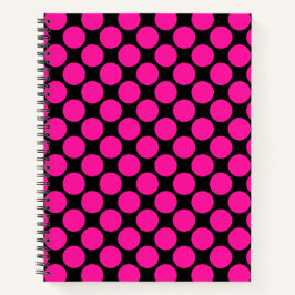 Schwarzer Hot Pink Polka Dot Notizbuch