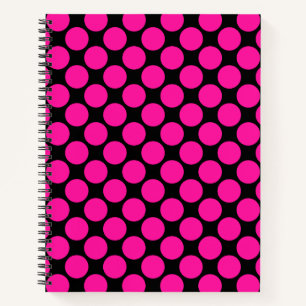 Schwarzer Hot Pink Polka Dot Notizbuch